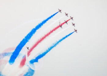 Εντυπωσιακή επίδειξη των Red Arrows στο Φλοίσβο παρουσία πλήθους κόσμου