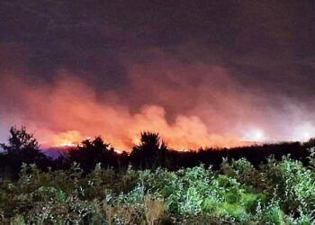 Μαίνεται η πυρκαγιά κοντά σε πεδίο βολής στο όρος Πάικο της Πέλλας