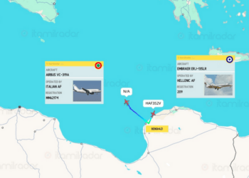 Οι ρέμπελοι του Χαφτάρ έδιωξαν τα Α/Φ Airbus VC-319A της Ιταλίας και το Embraer ERJ-135LR της ΠΑ (χάρτη)