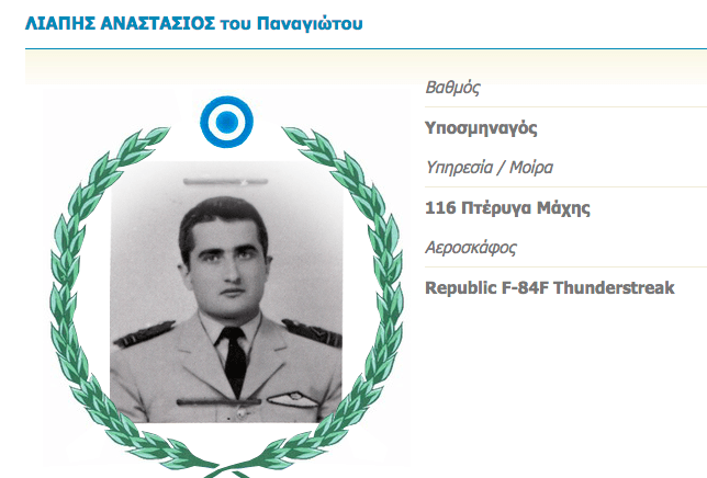 Σαν σήμερα κάηκε ο Υποσμηναγός( Ι) Αναστάσιος Λιάπης απο τη συντριβή του F-84F