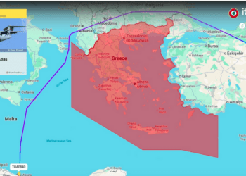 Airbus A400M της Τουρκικής Πολεμικής Αεροπορίας πραγματοποίησε πτήση από την Αεροπορική Βάση του Ικονίου προς τη Μισράτα της Λιβύης (εκτός Eλληνικού FiR -χάρτης)