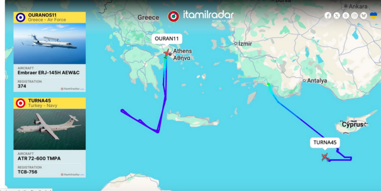 Οι Τούρκοι απογείωσαν  ένα ATR 72-600 TMPA…Αντίκρυ σε πτήση  Ελληνικού Embraer ERJ-145H AEW&C,