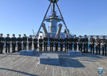 Συνεδρίαση του Ανώτατου Ναυτικού Συμβουλίου (ΑΝΣ) υπό τη νέα του σύνθεση, επί του Θ/Κ «Γ. ΑΒΕΡΩΦ».