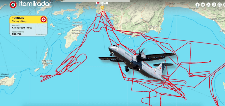 Τουρκικό  Αεροσκάφος ATR-72 γυρόφερνε  στο Ν.Α …Με στόχο να παγιοποιήσει την αμφισβήτηση της Περιοχής (Χάρτης)