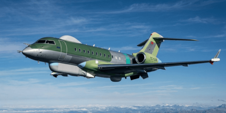 Τουρκικό  Bombardier Global 6000 HAVA SOJ  πέταξε βόρεια των ακτών και πραγματοποίησε μια σειρά ελιγμών πάνω από διεθνή ύδατα