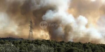 Φωτιά στην Οινόη: Τεράστια κινητοποίηση με 155 πυροσβέστες και 22 εναέρια μέσα – Μήνυμα από το 112