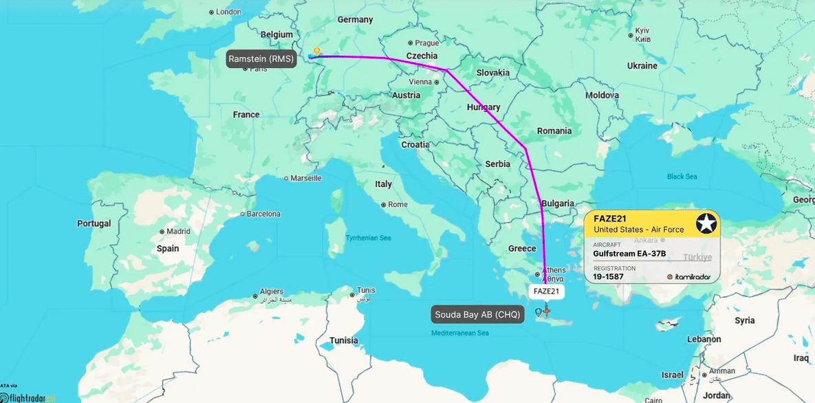 Ένα αεροσκάφος EA-37B Compass Call...Από την αεροπορική βάση Ramstein προς τον κόλπο της Σούδας 2 4